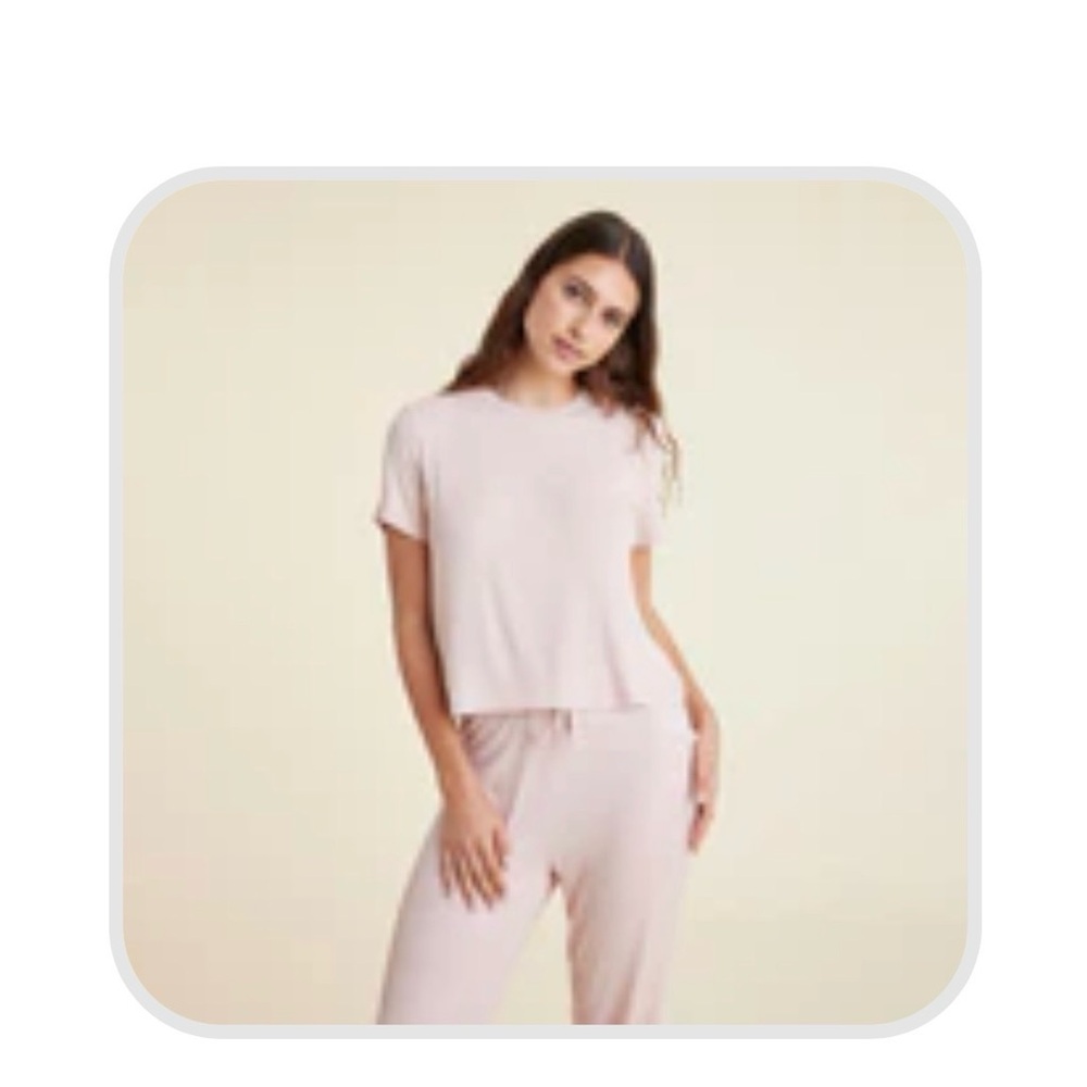 nuuds RARE in Ribbon (pale pink) ribbed Short Sleeve/pant Pajama Set XL